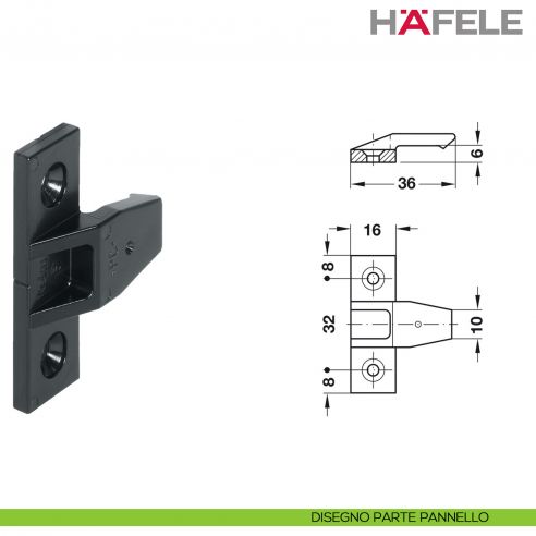 Giunto da infilare Hafele Keku AS completo di parte pannello e parte telaio