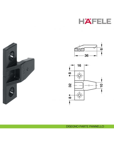 Giunto da infilare Hafele Keku AS completo di parte pannello e parte telaio