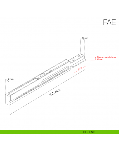 Freno superiore ammortizzato Gap Italia FAE con pistone in metallo per kit ante scorrevoli - disegno