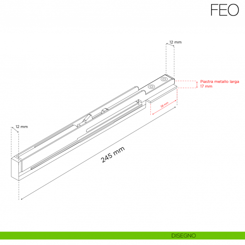 Freno superiore ammortizzato Gap Italia FEO con pistone in plastica per kit ante scorrevoli - disegno