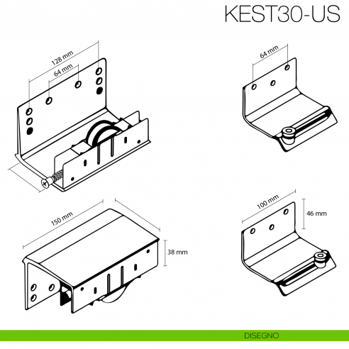 Kit anta esterna Gap Italia Usual spessore 30 mm per armadi e scorrevoli sovrapposti - disegno