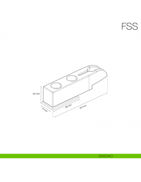 Fermo superiore fisso Gap Italia FSS per kit ante scorrevoli - disegno