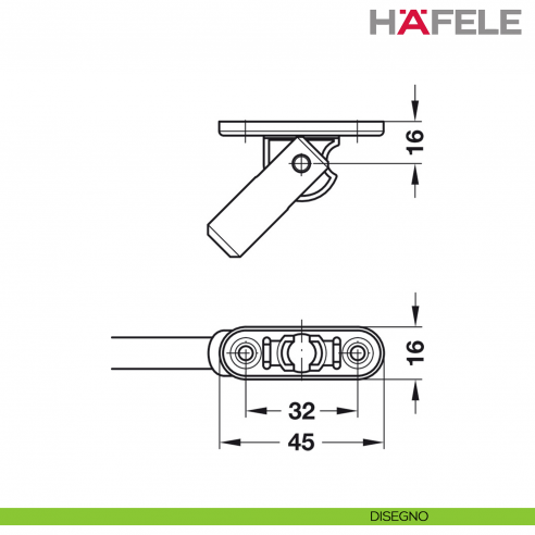 Supporto per anta a ribalta in legno verso l'alto Hafele con snodo angolo di apertura 90° - supporto anta