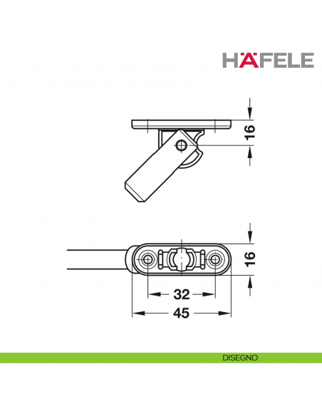 Supporto per anta a ribalta in legno verso l'alto Hafele con snodo angolo di apertura 90° - supporto anta