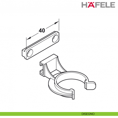 Clip per frontale zoccolo per sistema Hafele Axilo 78 - disegno
