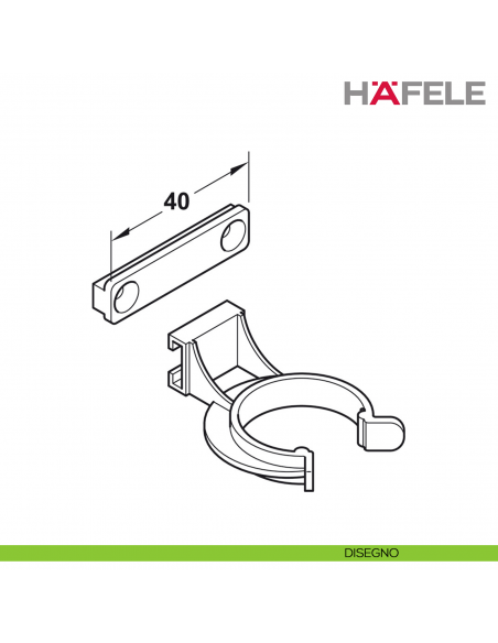 Clip per frontale zoccolo per sistema Hafele Axilo 78 - disegno