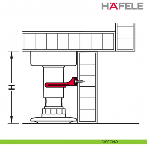 Clip per frontale zoccolo per sistema Hafele Axilo 78 - disegno