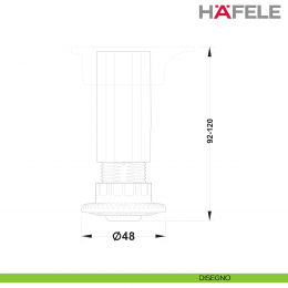 Piedino per altezza 100 mm per zoccoli Hafele Axilo 48 regolazione 92-120 mm 2