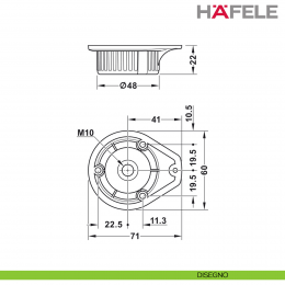 Piastra di montaggio per sistema per zoccoli Axilo 48 rotonda con aletta da avvitare 2