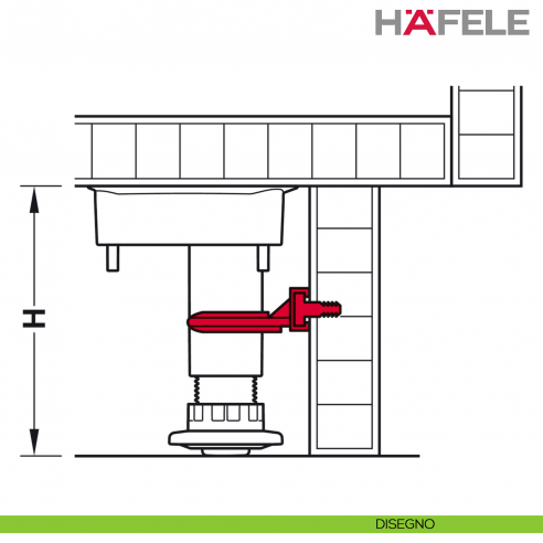 Clip per frontale zoccolo per sistema Hafele Axilo 48 - disegno