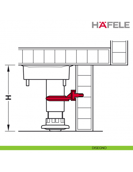 Clip per frontale zoccolo per sistema Hafele Axilo 48 - disegno