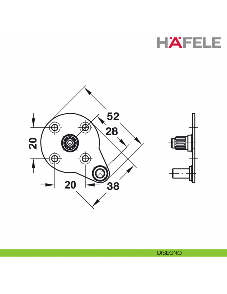 Fermo per piano ribaltabile in legno verso il basso Hafele con effetto frenante - supporto fianco