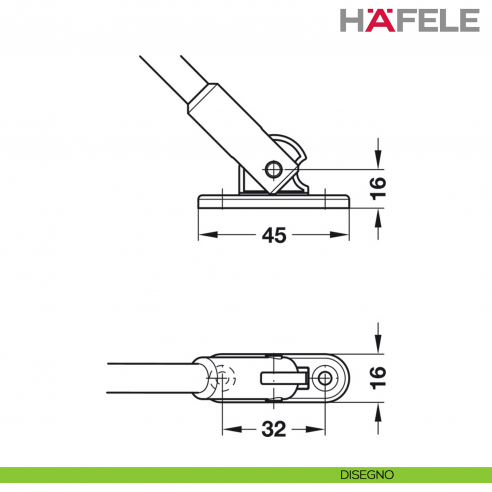 Fermo per piano ribaltabile in legno verso il basso Hafele con effetto frenante - supporto anta