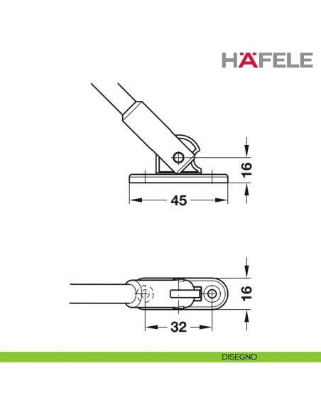 Fermo per piano ribaltabile in legno verso il basso Hafele con effetto frenante - supporto anta