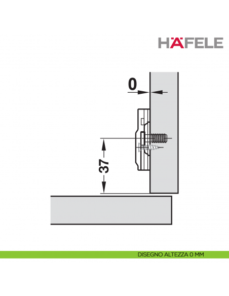 Base di montaggio a croce Hafele Metalla 310 SM regolabile tramite asola da avvitare nichelata - disegno altezza 0 mm