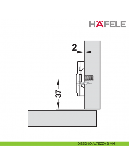 Base di montaggio a croce Hafele Metalla 310 SM regolabile tramite asola da avvitare nichelata - disegno altezza 2 mm