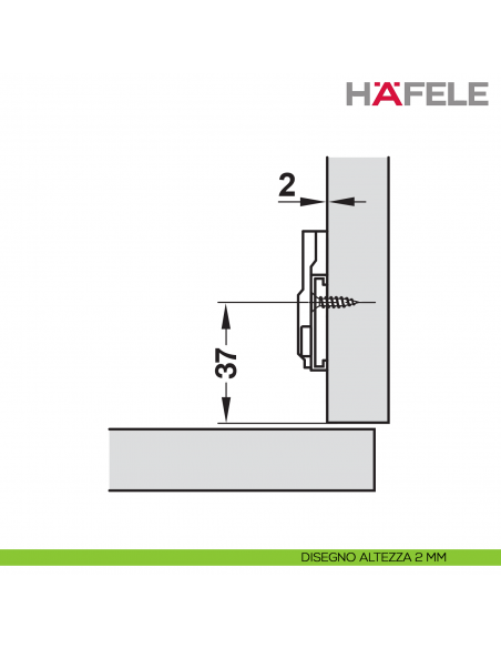 Base di montaggio a croce Hafele Metalla 310 SM regolabile tramite eccentrico da avvitare nera - disegno altezza 2 mm