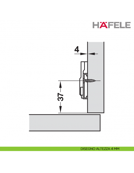 Base di montaggio a croce Hafele Metalla 310 SM regolabile tramite eccentrico da avvitare nera - disegno altezza 4 mm