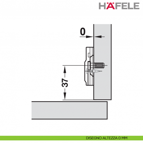 Base di montaggio a croce Hafele Metalla 310 SM regolabile tramite asola da avvitare nera - disegno altezza 0 mm