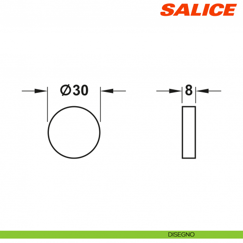 Placchetta copriscatolina tonda cromata Salice P2CTA06 per cerniera per anta in vetro - disegno