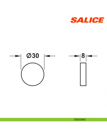Placchetta copriscatolina tonda cromata Salice P2CTA06 per cerniera per anta in vetro - disegno
