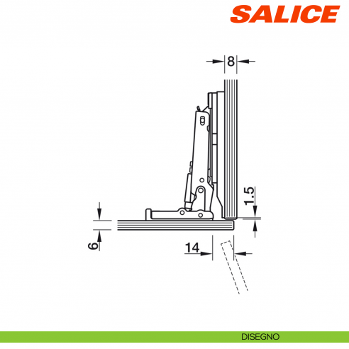 Base da incollare su vetro o specchio per cerniere Salice BAGHR59/32 - disegno