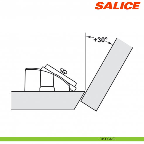 Base inclinabile da +10 a +30 gradi per applicazioni angolari Salice B2V3BW9S - disegno 30 gradi