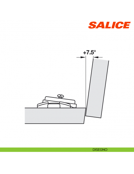 Base inclinabile da -7,5 a +7,5 gradi per applicazioni angolari Salice B2V3BW9R - disegno +7,5 gradi