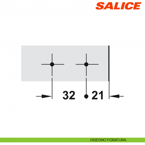 Base H 0 dritta Domi a innesto rapido con clip e regolabile per cerniera Salice BAP3R09 - disegno foratura