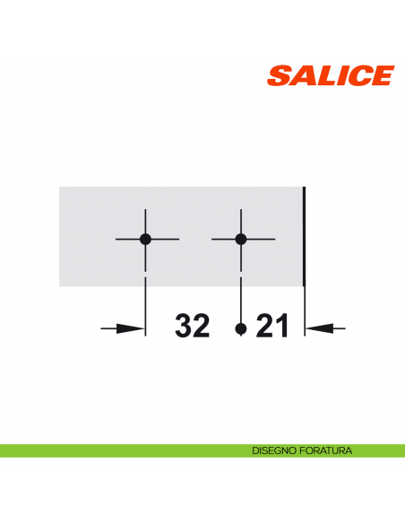 Base H 3 dritta Domi a innesto rapido con clip e regolabile per cerniera Salice BAP3R39 - disegno foratura