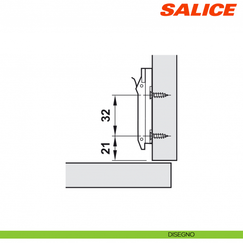 Base H 6 dritta Domi a innesto rapido con clip e regolabile per cerniera Salice BAP3R69
