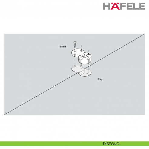 Cerniera per ante a ribalta in legno Hafele Plano-Medial angolo di apertura 90 gradi - disegno