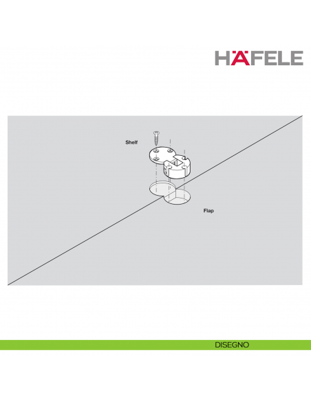 Cerniera per ante a ribalta in legno Hafele Plano-Medial angolo di apertura 90 gradi - disegno