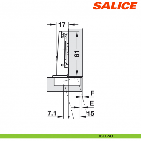 Cerniera Salice C7A6AE9 Silentia+ apertura 110 gradi collo 0 ammortizzata