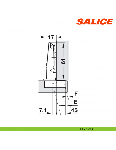 Cerniera Salice C7A6AE9 Silentia+ apertura 110 gradi collo 0 ammortizzata
