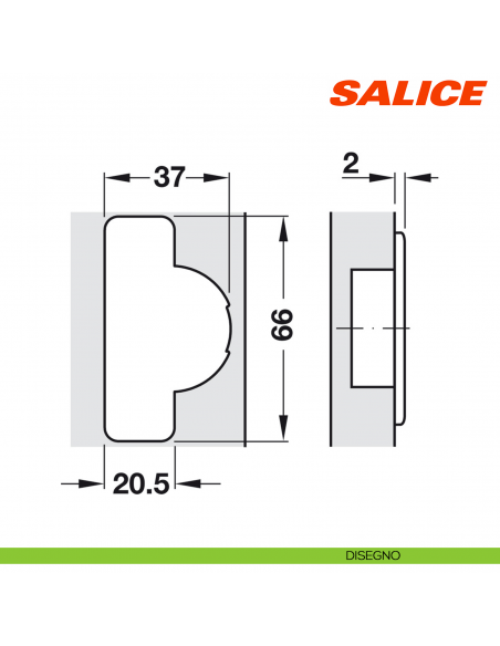 Cerniera Salice C7A6PE9 Silentia+ apertura 110 gradi collo 17 ammortizzata - disegno
