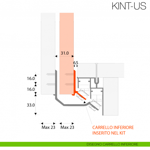 Kit anta interna Gap Italia Usual per armadi e scorrevoli sovrapposti - carrello inferiore
