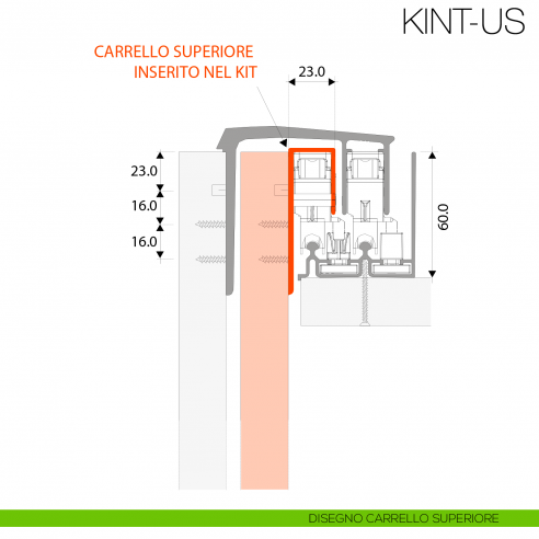 Kit anta interna Gap Italia Usual per armadi e scorrevoli sovrapposti - carrello superiore