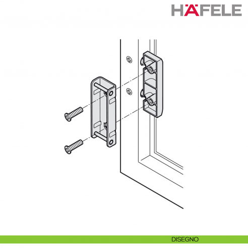 Adattatore per ante a ribalta con telai in alluminio da 20 mm per Free Fold Hafele - disegno