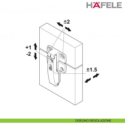 Cerniera intermedia per Hafele Free Fold Short - disegno regolazione