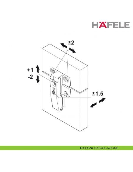 Cerniera intermedia per Hafele Free Fold Short - disegno regolazione