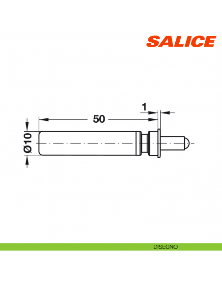 Ammortizzatore per anta Salice Smove D005SNG per il montaggio nel fianco opposto al lato cerniera - disegno