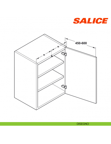 Ammortizzatore per anta Salice Smove D006SNG per il montaggio al centro del coperchio oppure nel basamento del mobile - disegno