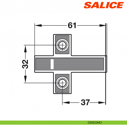 Adattatore a croce per Salice Smove D064SNGN con utensile di posizionamento grigio - disegno