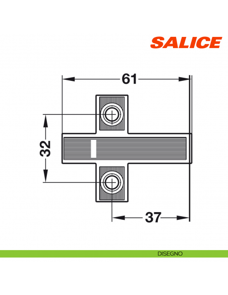 Adattatore a croce per Salice Smove D064SNGN con utensile di posizionamento grigio - disegno