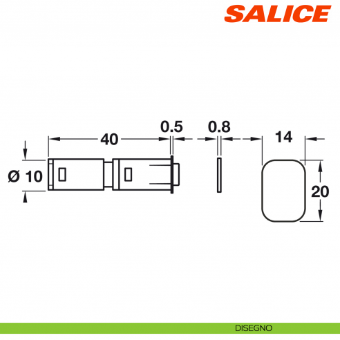 Magnete aggiuntivo per cricchetto magnetico per anta Salice Push DPASNG con contropiastra con adesivo - disegno
