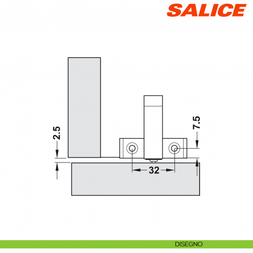 Adattatore a croce Salice Push DP80SNB per cricchetto magnetico a pressione con utensile di posizionamento - disegno