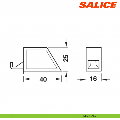 Cricchetto meccanico a pressione per anta Salice Push DP3SNG con utensile di posizionamento - disegno