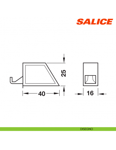 Cricchetto meccanico a pressione per anta Salice Push DP3SNG con utensile di posizionamento - disegno