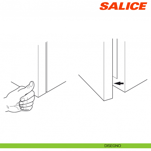 Cricchetto meccanico a pressione per anta Salice Push DP3SNGR senza utensile di posizionamento - disegno
